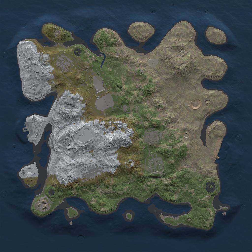 Rust Map: Procedural Map, Size: 3500, Seed: 1113887677, 17 Monuments