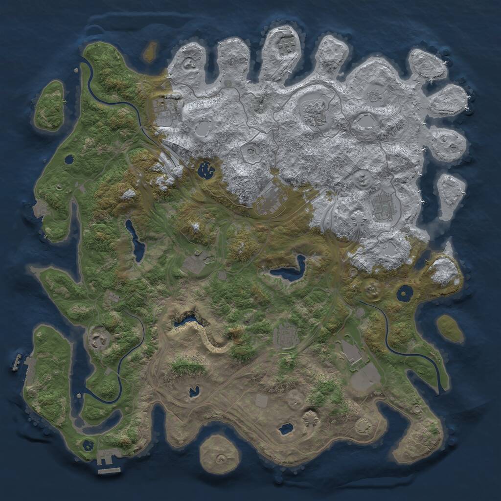 Rust Map: Procedural Map, Size: 4500, Seed: 433849295, 16 Monuments