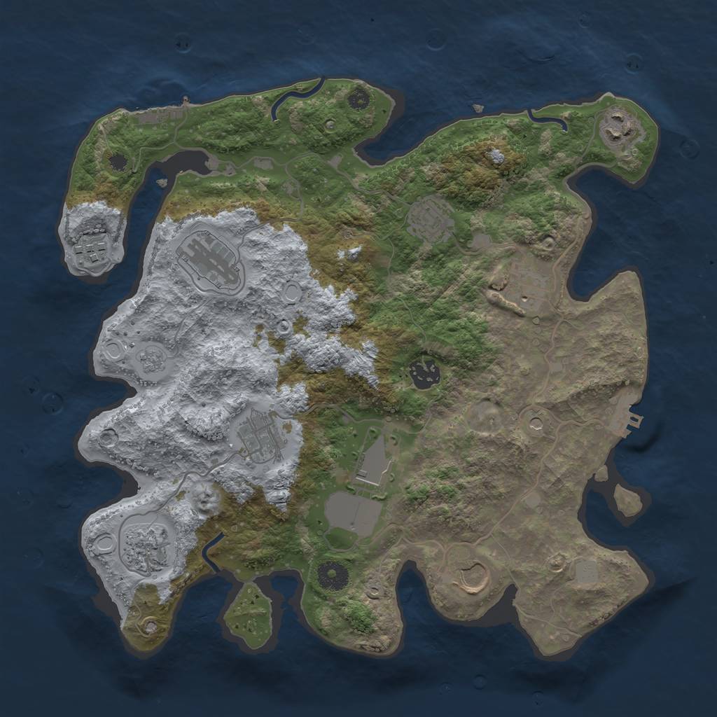 Rust Map: Procedural Map, Size: 3500, Seed: 7710097, 17 Monuments