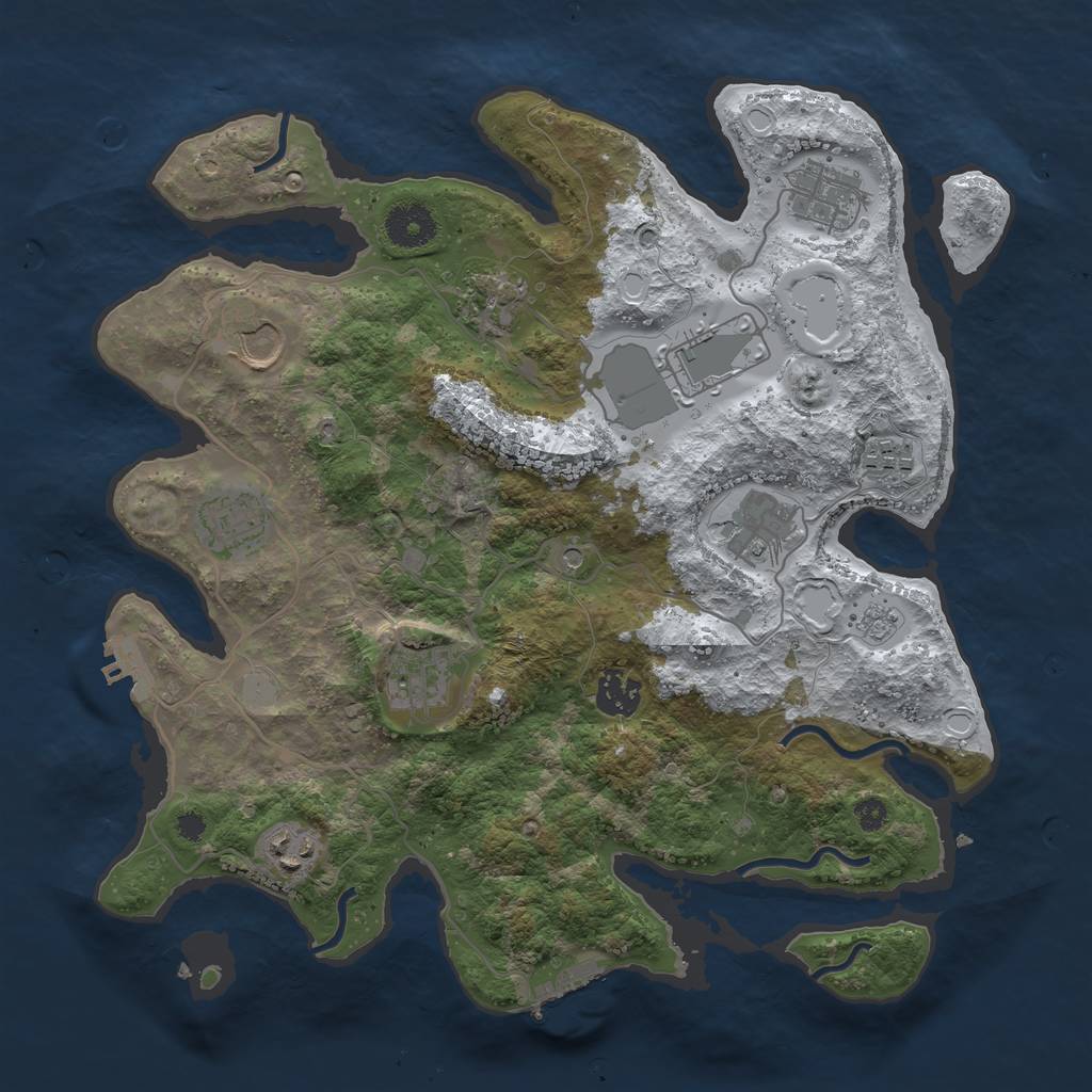 Rust Map: Procedural Map, Size: 3500, Seed: 25079, 19 Monuments