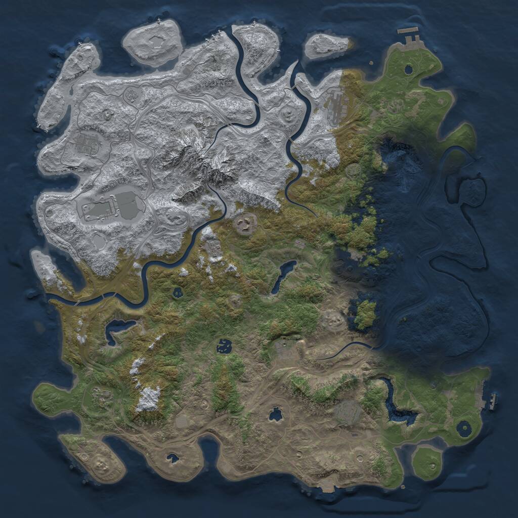 Rust Map: Procedural Map, Size: 5000, Seed: 52, 16 Monuments