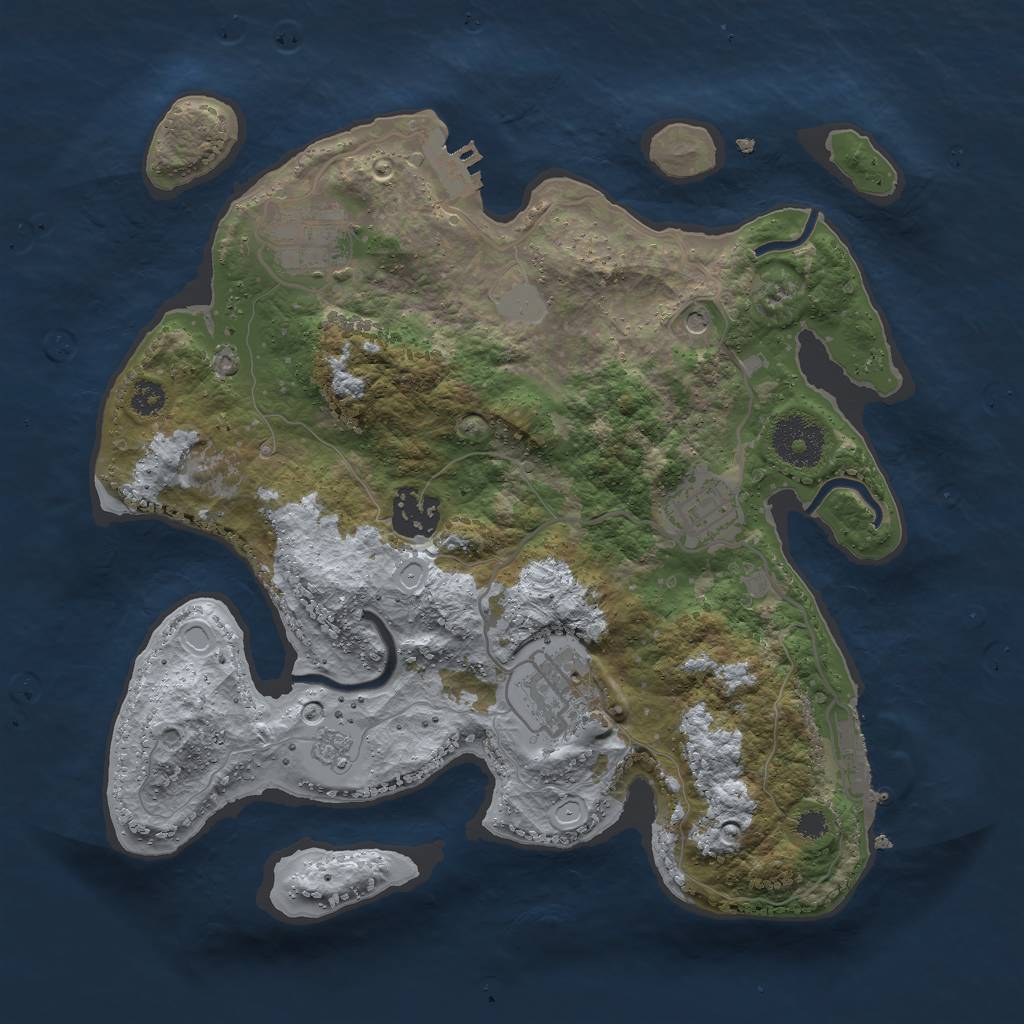 Rust Map: Procedural Map, Size: 3000, Seed: 56414, 13 Monuments