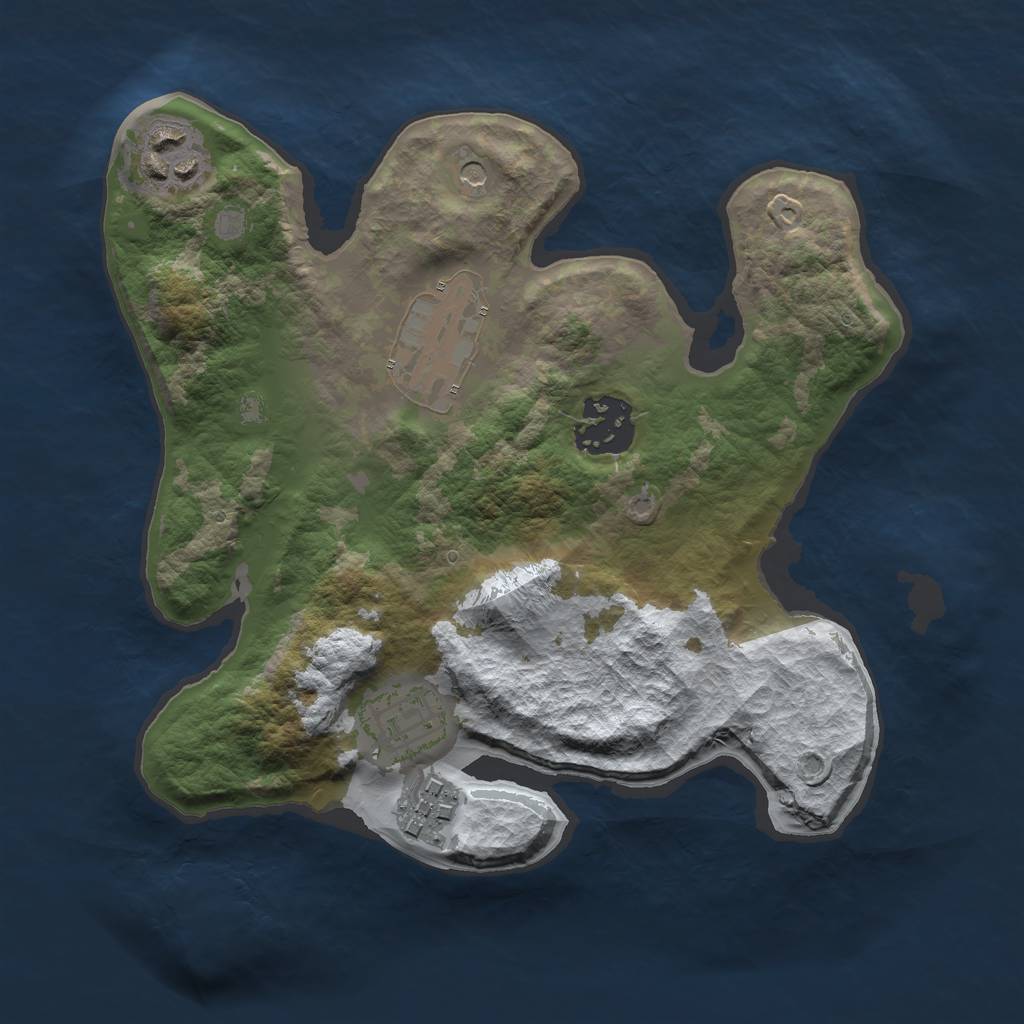 Rust Map: Barren, Size: 2500, Seed: 178, 8 Monuments