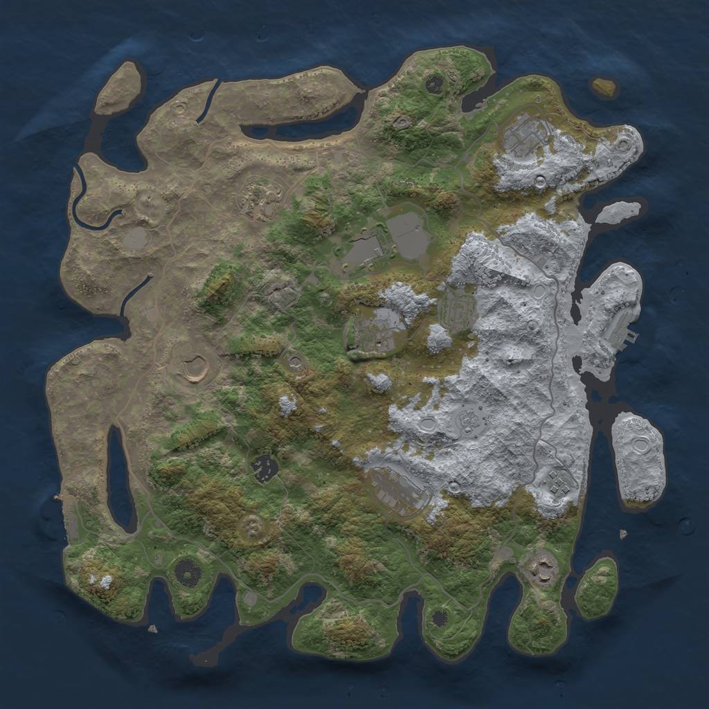 Rust Map: Procedural Map, Size: 4000, Seed: 5555, 17 Monuments
