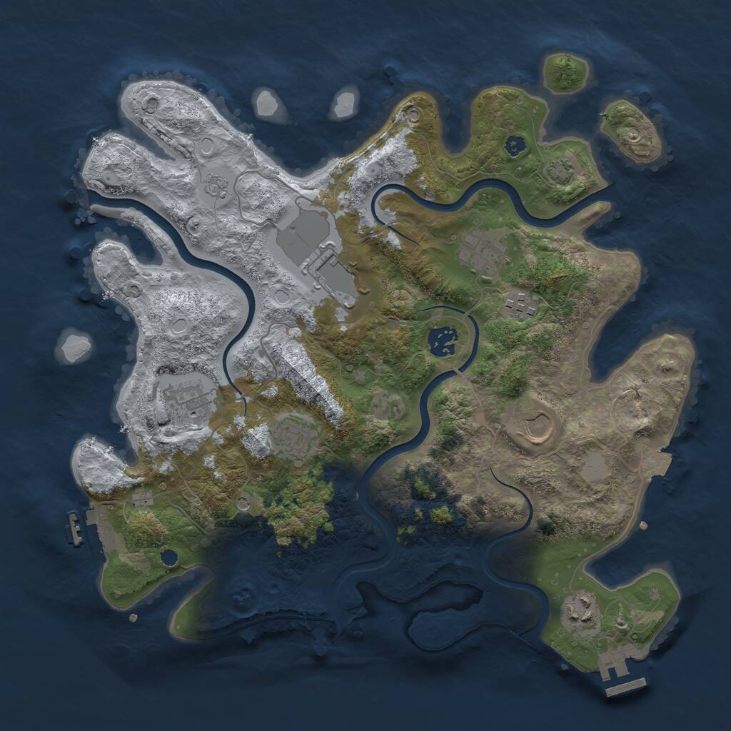 Rust Map: Procedural Map, Size: 3600, Seed: 948849682, 14 Monuments
