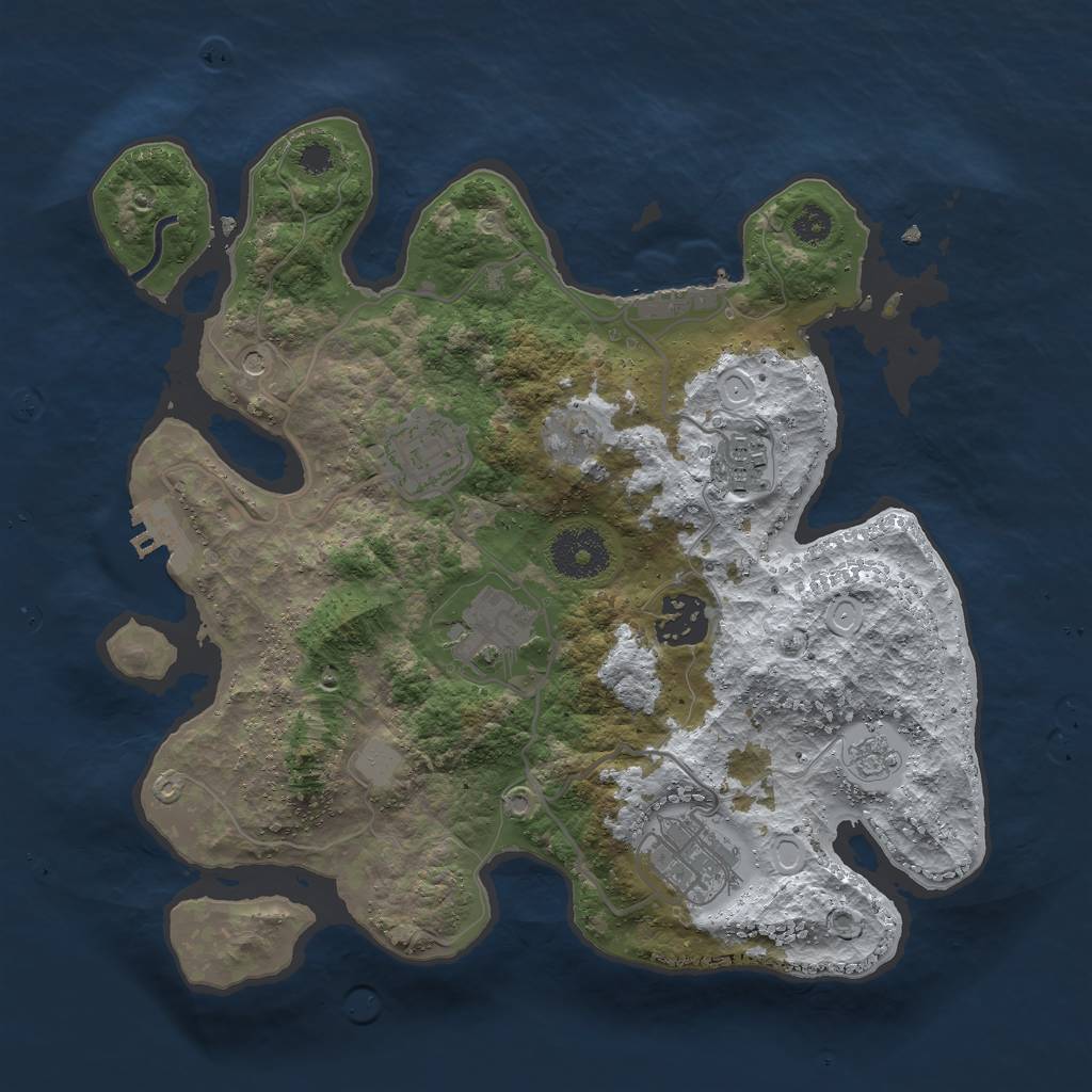 Rust Map: Procedural Map, Size: 3000, Seed: 97311, 14 Monuments