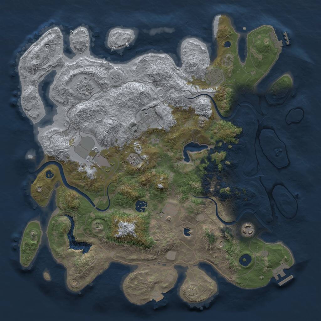 Rust Map: Procedural Map, Size: 4000, Seed: 627184, 14 Monuments