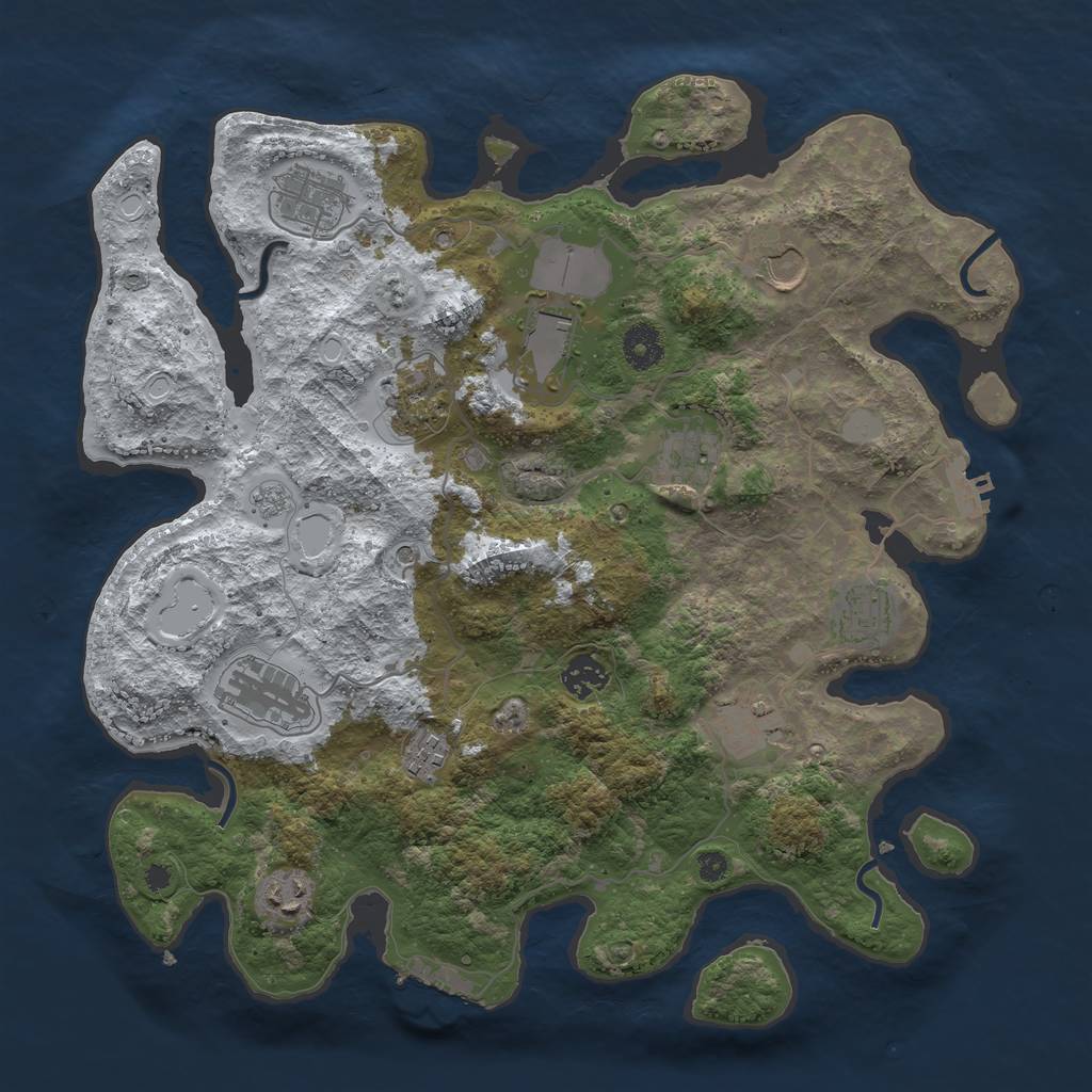Rust Map: Procedural Map, Size: 3750, Seed: 740531917, 20 Monuments