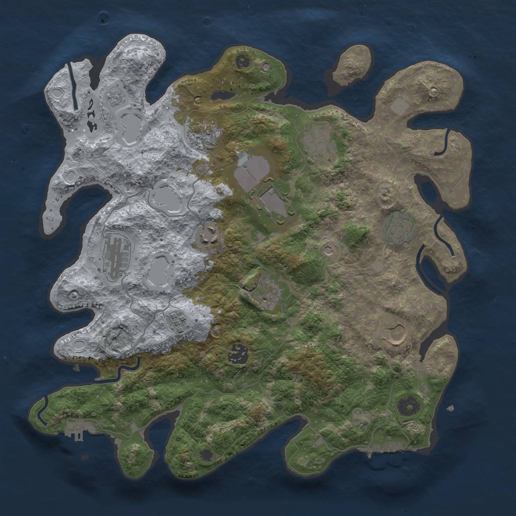 Rust Map: Procedural Map, Size: 3700, Seed: 988752850, 19 Monuments