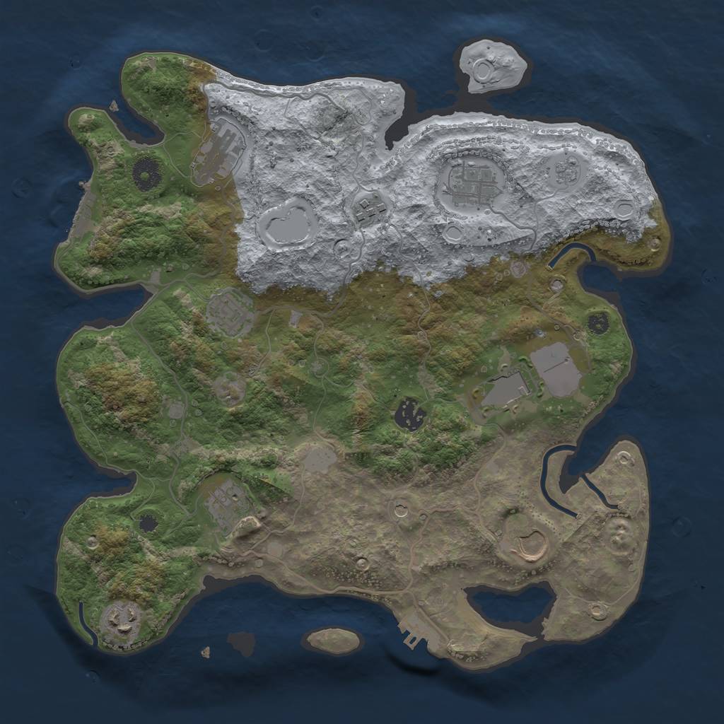 Rust Map: Procedural Map, Size: 3500, Seed: 164587236, 18 Monuments