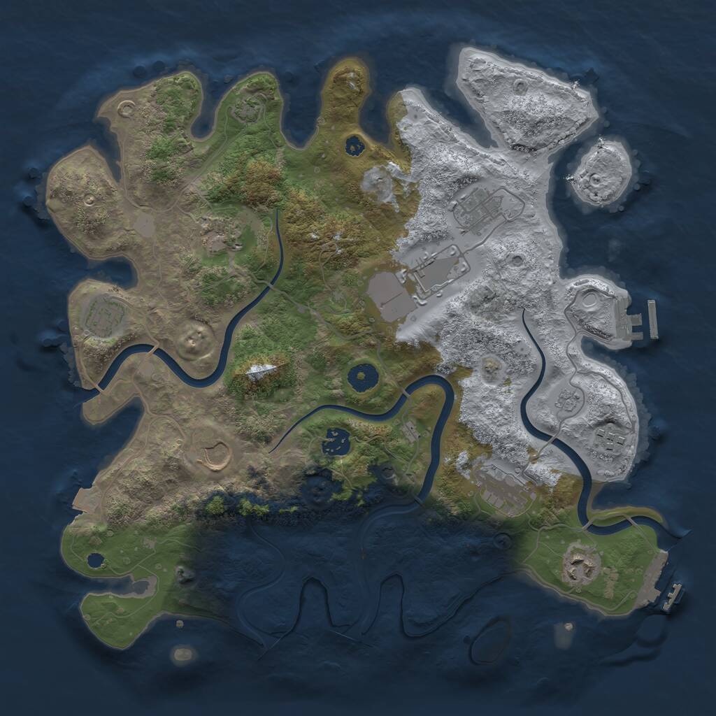 Rust Map: Procedural Map, Size: 3722, Seed: 732237, 15 Monuments