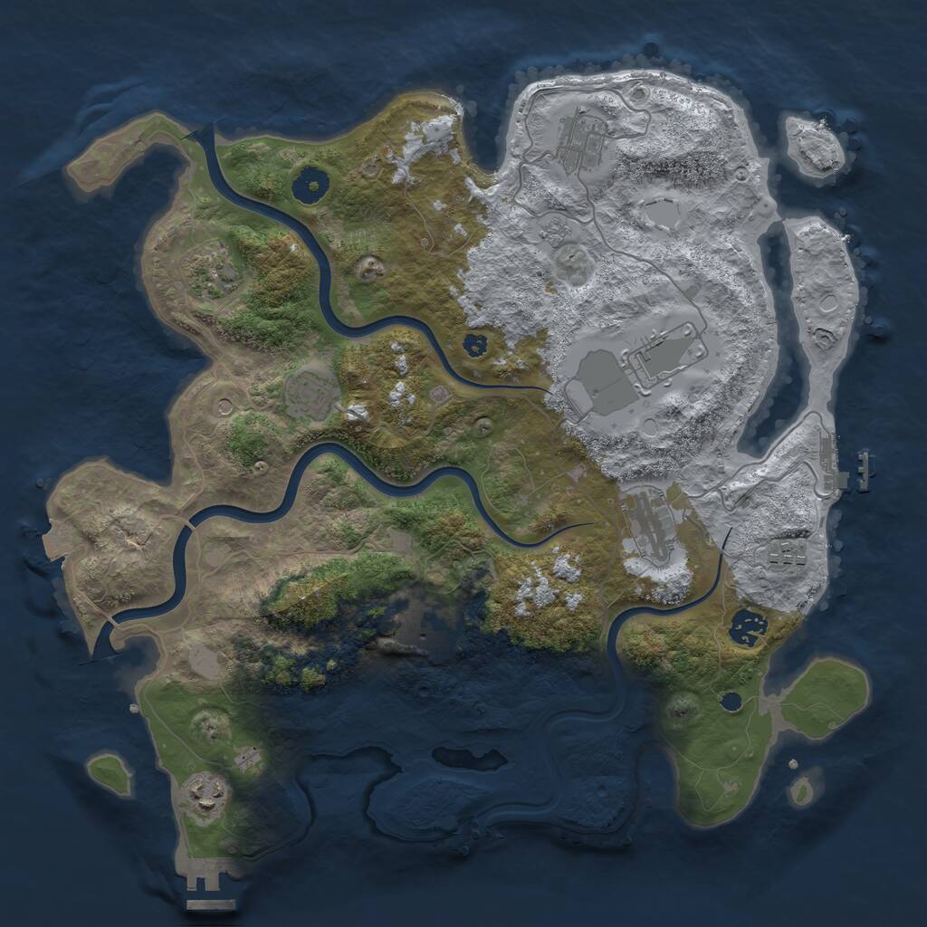 Rust Map: Procedural Map, Size: 3850, Seed: 425419021, 15 Monuments