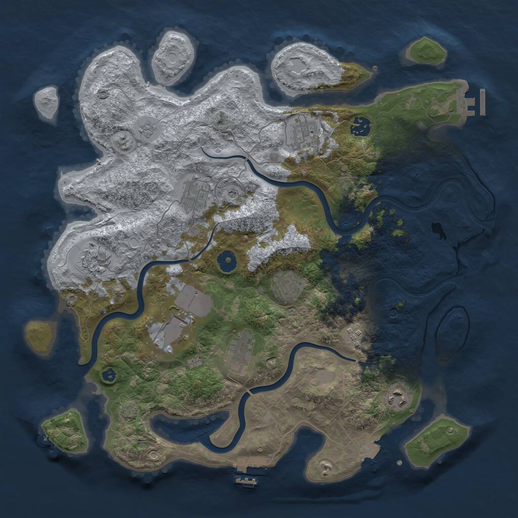 Rust Map: Procedural Map, Size: 3850, Seed: 661874144, 15 Monuments