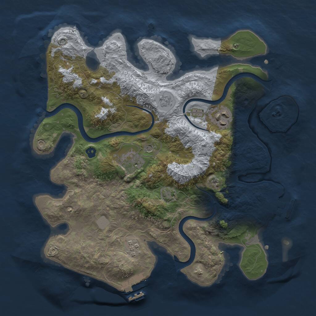 Rust Map: Procedural Map, Size: 3000, Seed: 327194831, 9 Monuments