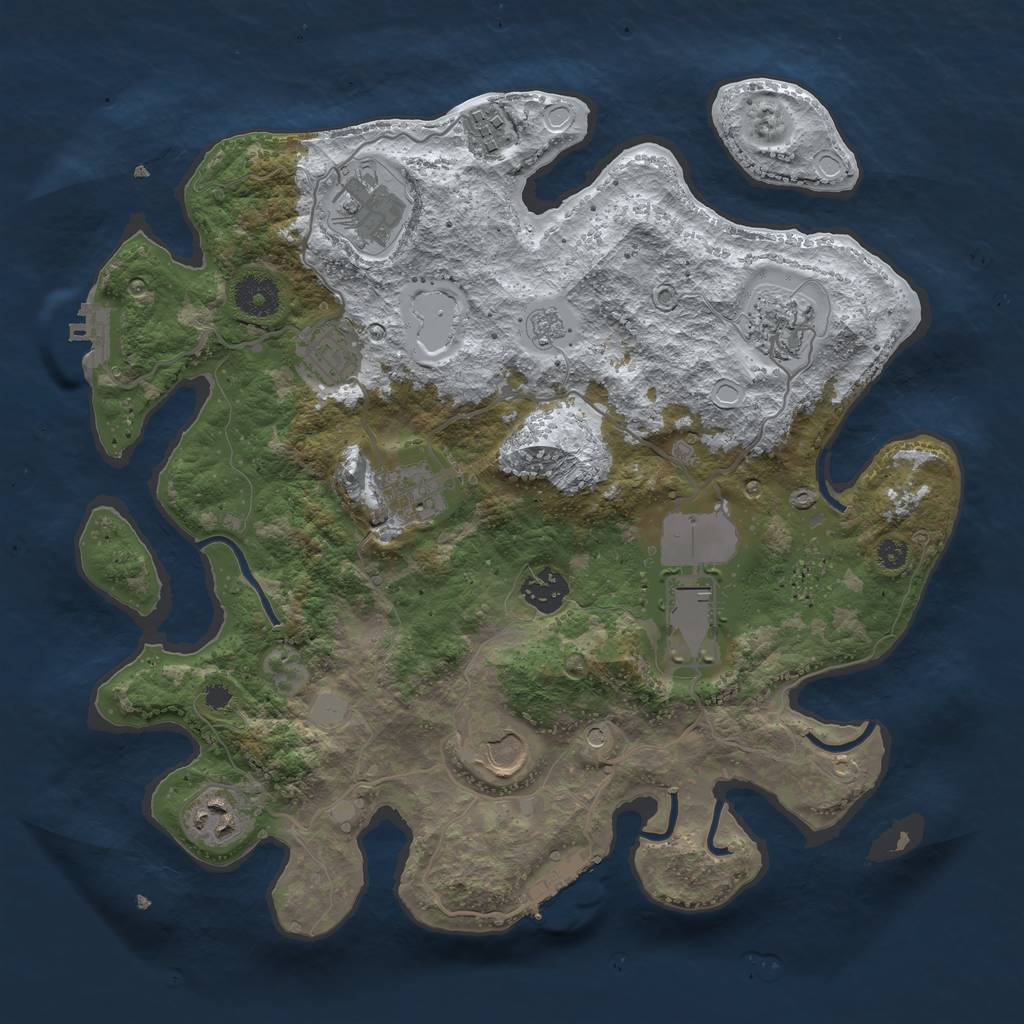 Rust Map: Procedural Map, Size: 3500, Seed: 2887401, 18 Monuments