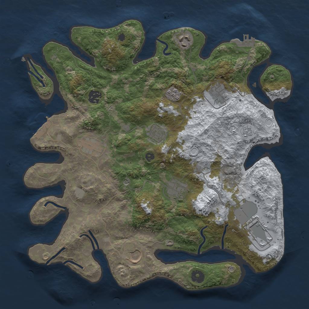Rust Map: Procedural Map, Size: 3500, Seed: 144499340, 18 Monuments