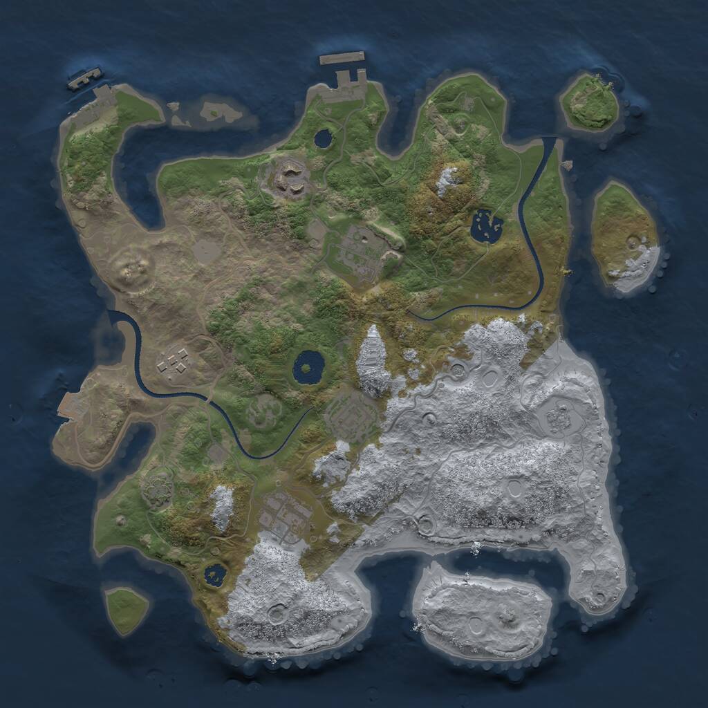 Rust Map: Procedural Map, Size: 3200, Seed: 427244978, 12 Monuments