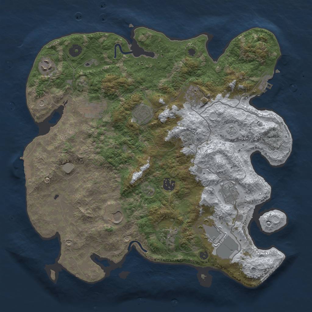 Rust Map: Procedural Map, Size: 3700, Seed: 629, 19 Monuments