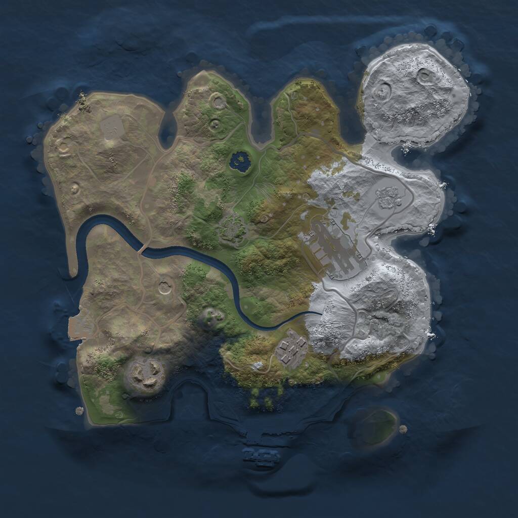 Rust Map: Procedural Map, Size: 2500, Seed: 5614641, 8 Monuments