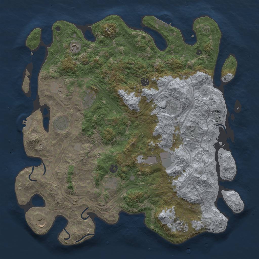 Rust Map: Procedural Map, Size: 4500, Seed: 2062294685, 20 Monuments