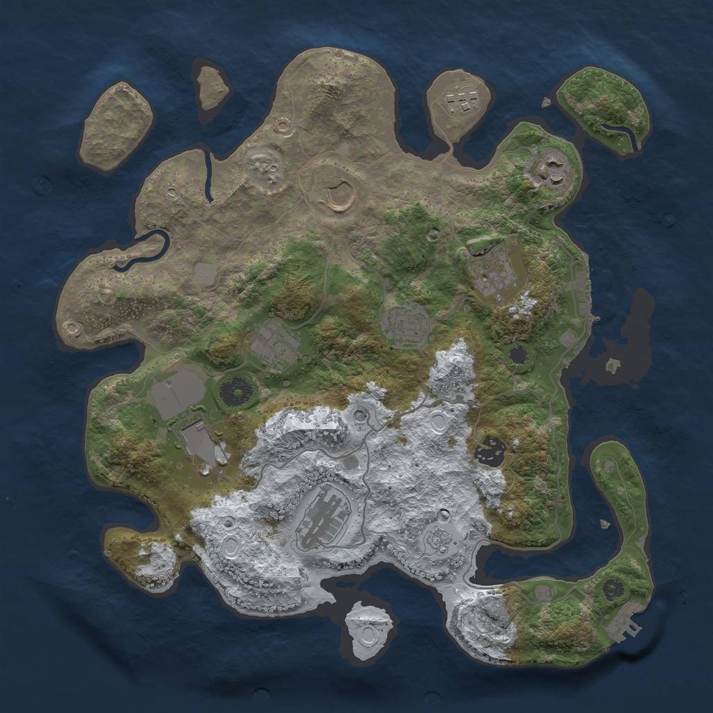 Rust Map: Procedural Map, Size: 3500, Seed: 1324874743, 18 Monuments