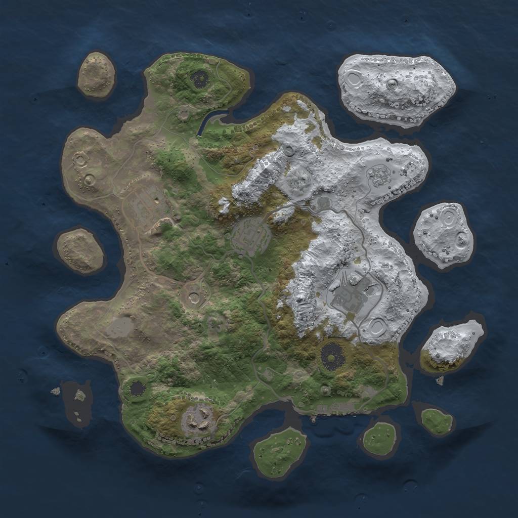 Rust Map: Procedural Map, Size: 3000, Seed: 639944198, 12 Monuments