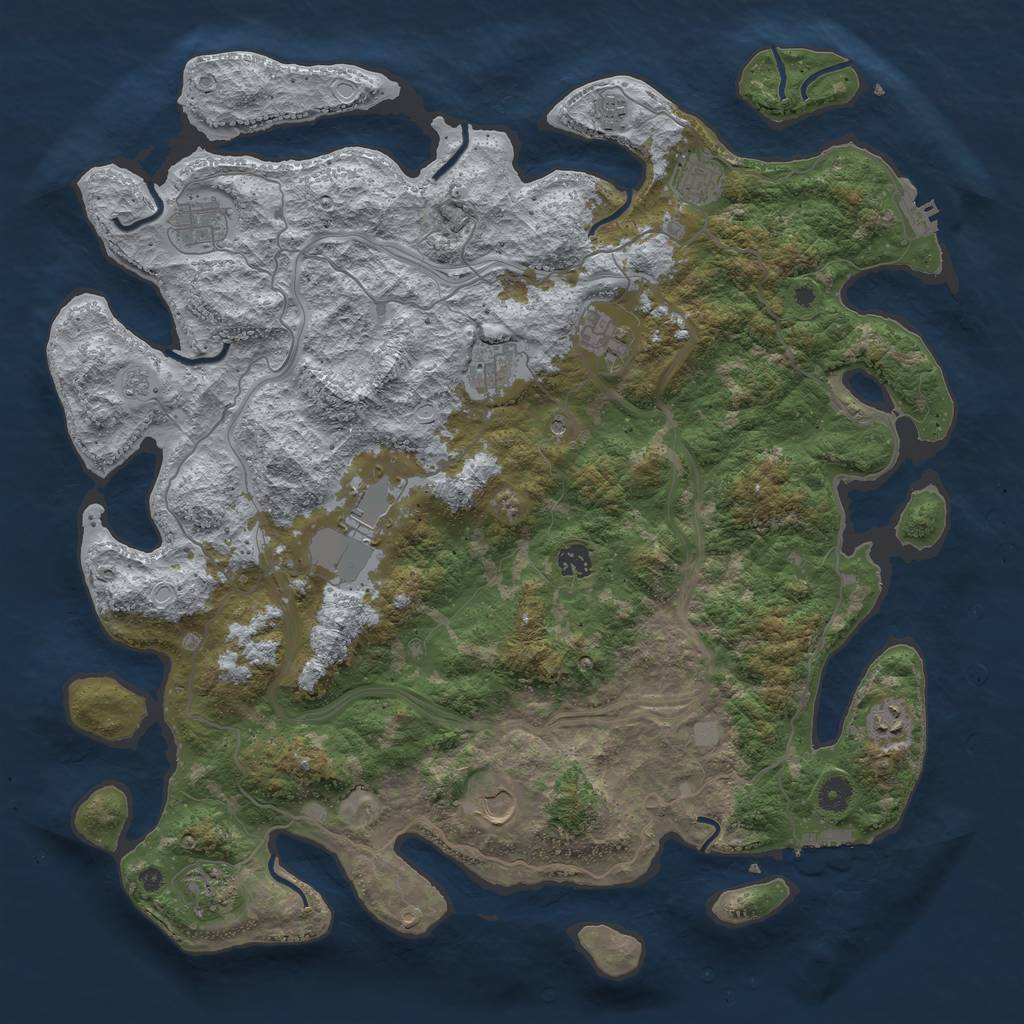 Rust Map: Procedural Map, Size: 4500, Seed: 1071127627, 19 Monuments