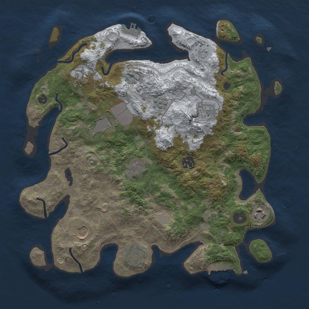 Rust Map: Procedural Map, Size: 3500, Seed: 60786235, 17 Monuments