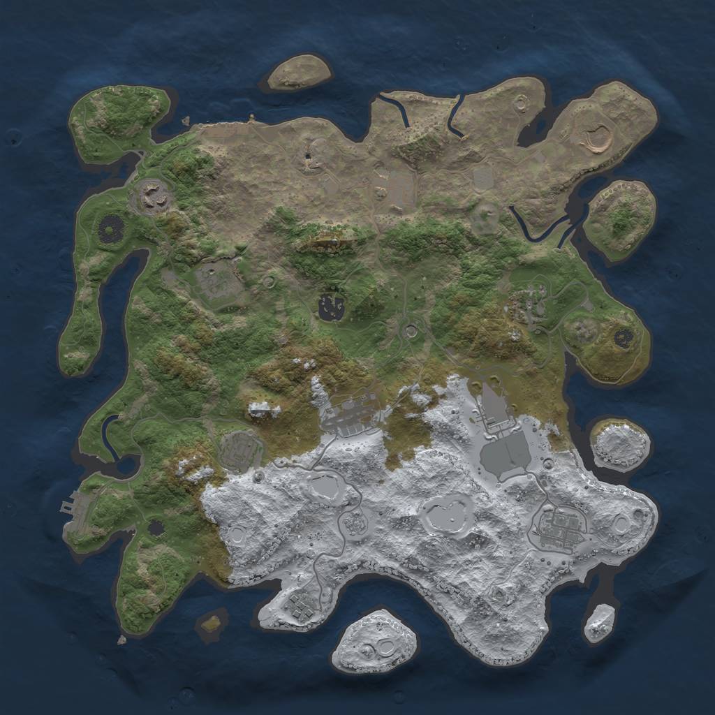 Rust Map: Procedural Map, Size: 3850, Seed: 415455513, 20 Monuments