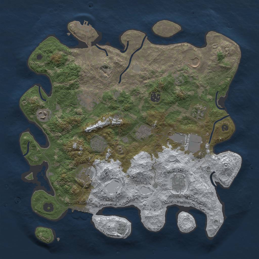 Rust Map: Procedural Map, Size: 3850, Seed: 1583401797, 20 Monuments