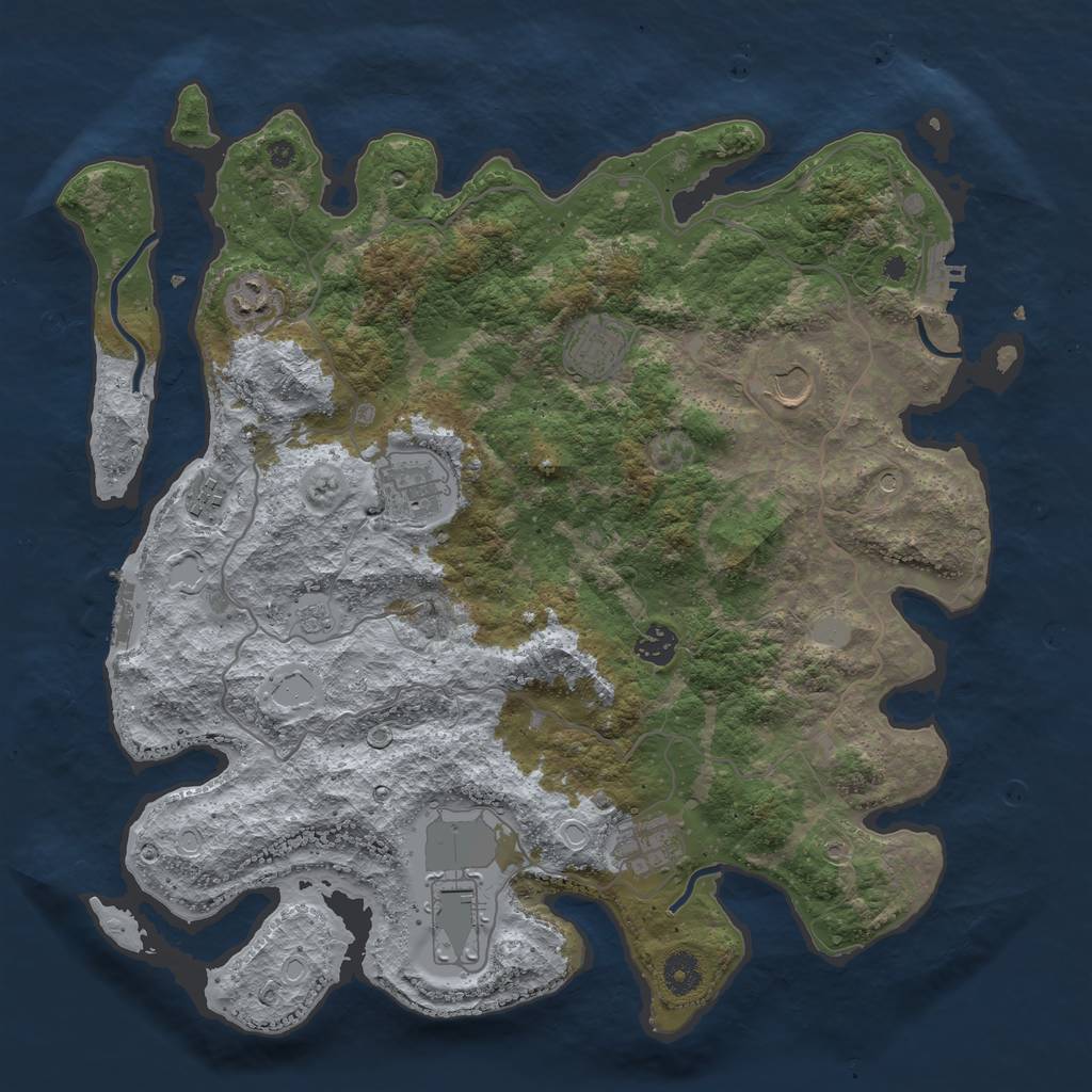 Rust Map: Procedural Map, Size: 4000, Seed: 2044606578, 17 Monuments