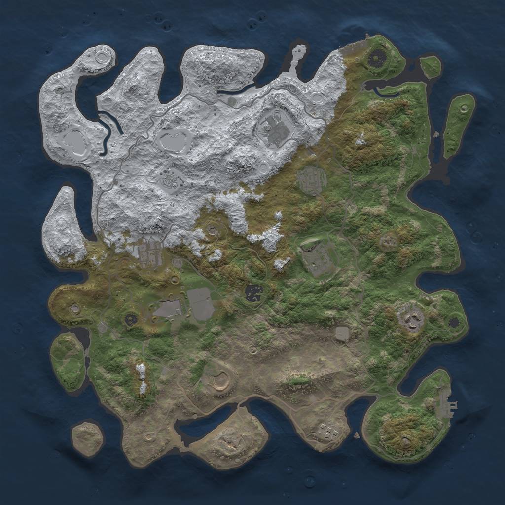 Rust Map: Procedural Map, Size: 4100, Seed: 26345, 18 Monuments