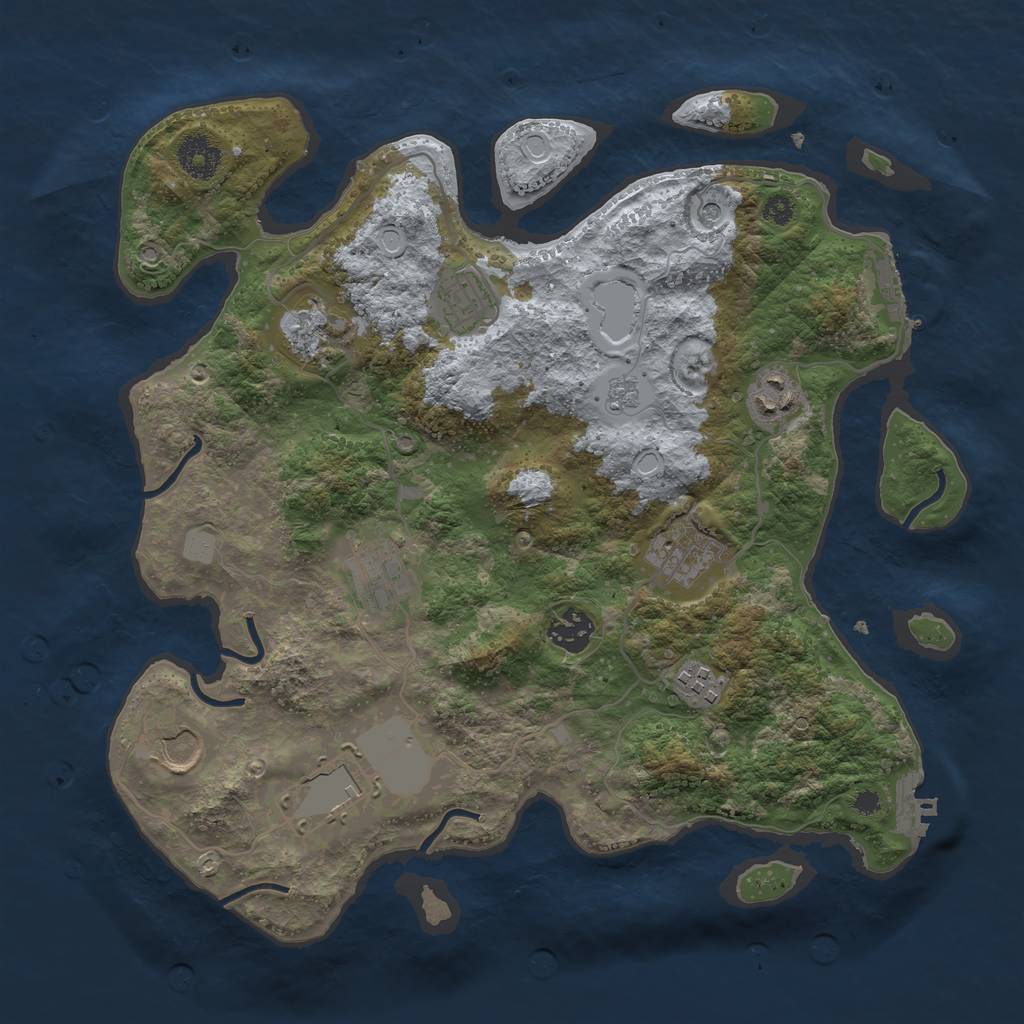 Rust Map: Procedural Map, Size: 3500, Seed: 398565308, 16 Monuments