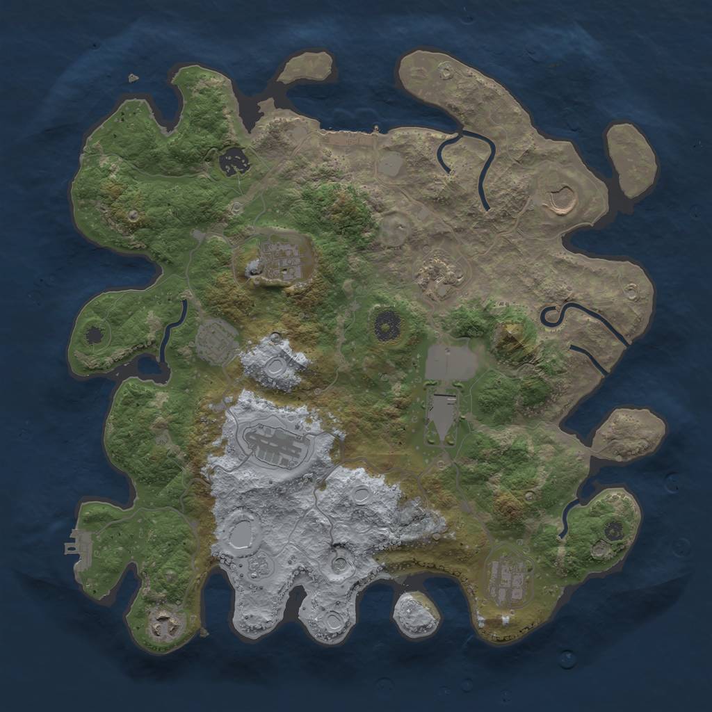 Rust Map: Procedural Map, Size: 3700, Seed: 1717171717, 18 Monuments