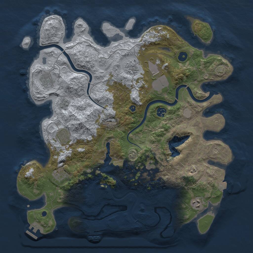 Rust Map: Procedural Map, Size: 4000, Seed: 1305, 15 Monuments