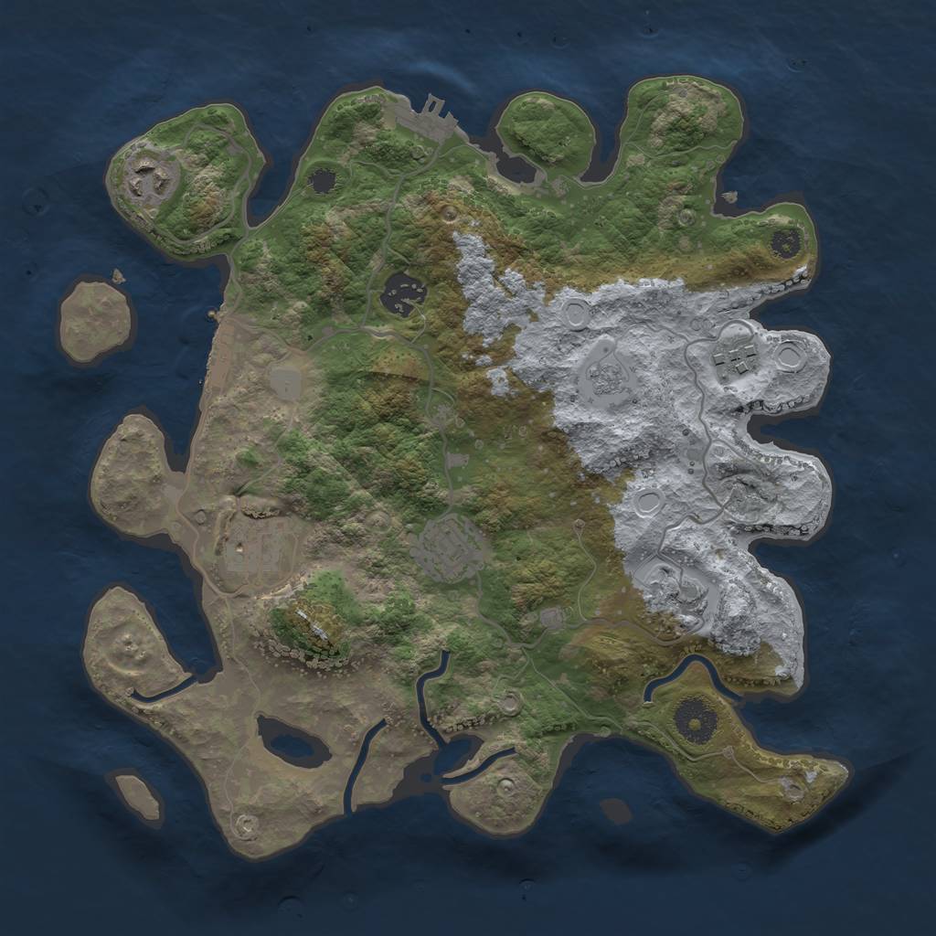 Rust Map: Procedural Map, Size: 3250, Seed: 42069420, 14 Monuments