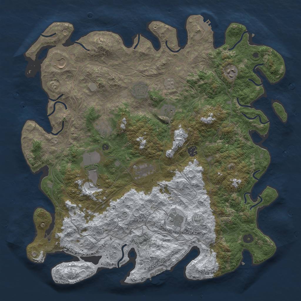 Rust Map: Procedural Map, Size: 4500, Seed: 20009, 19 Monuments