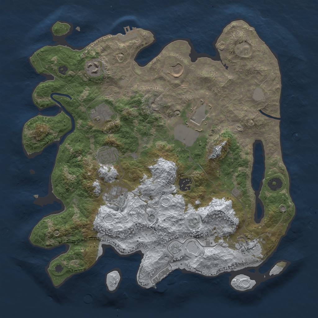 Rust Map: Procedural Map, Size: 3500, Seed: 1908848091, 17 Monuments