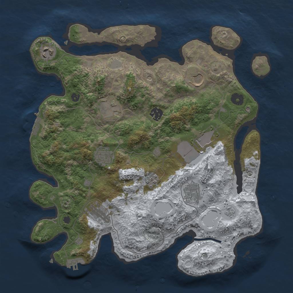 Rust Map: Procedural Map, Size: 3500, Seed: 568486946, 18 Monuments