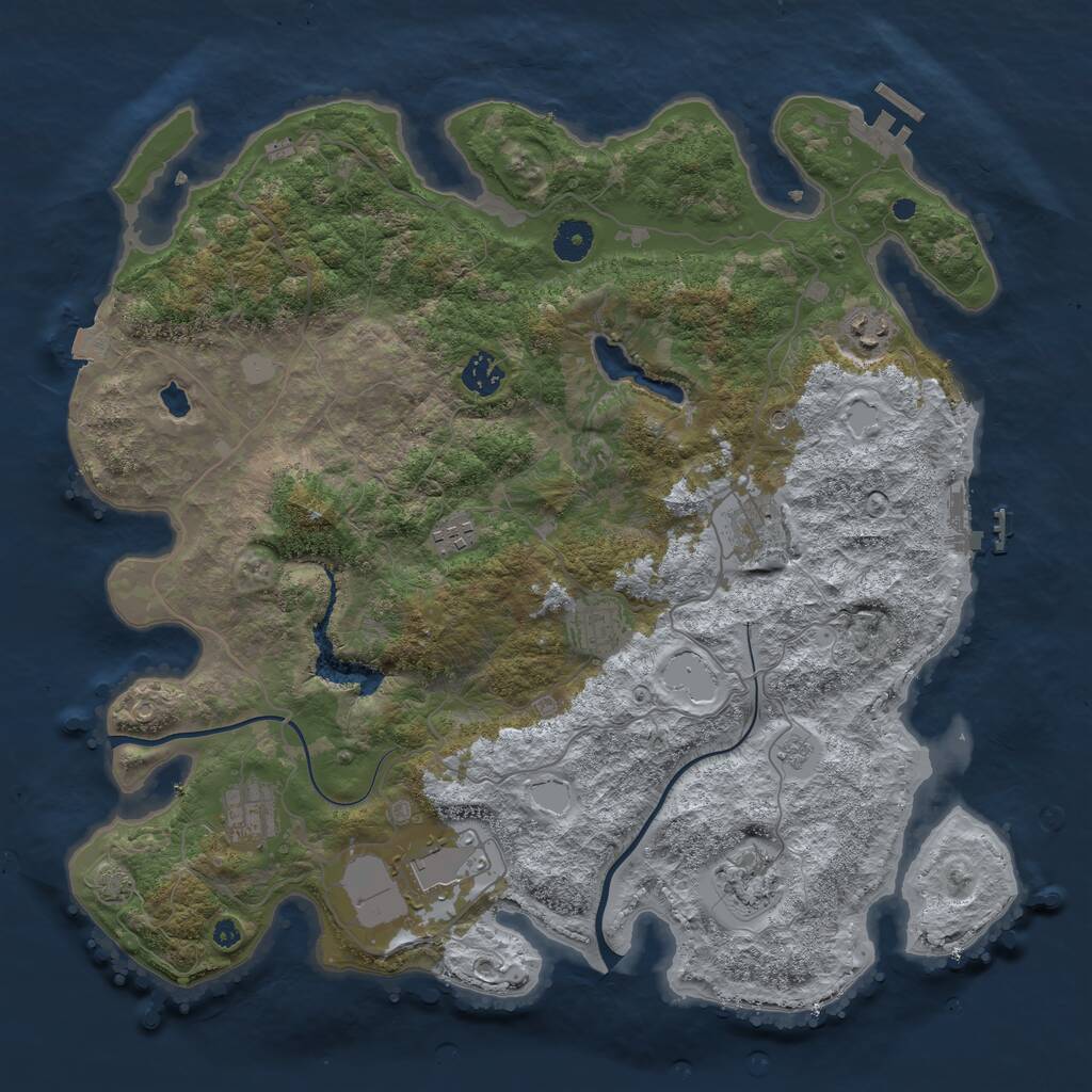 Rust Map: Procedural Map, Size: 4000, Seed: 1735261222, 14 Monuments