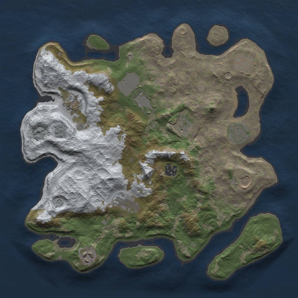 Rust Map: Barren, Size: 3500, Seed: 813880197, 13 Monuments