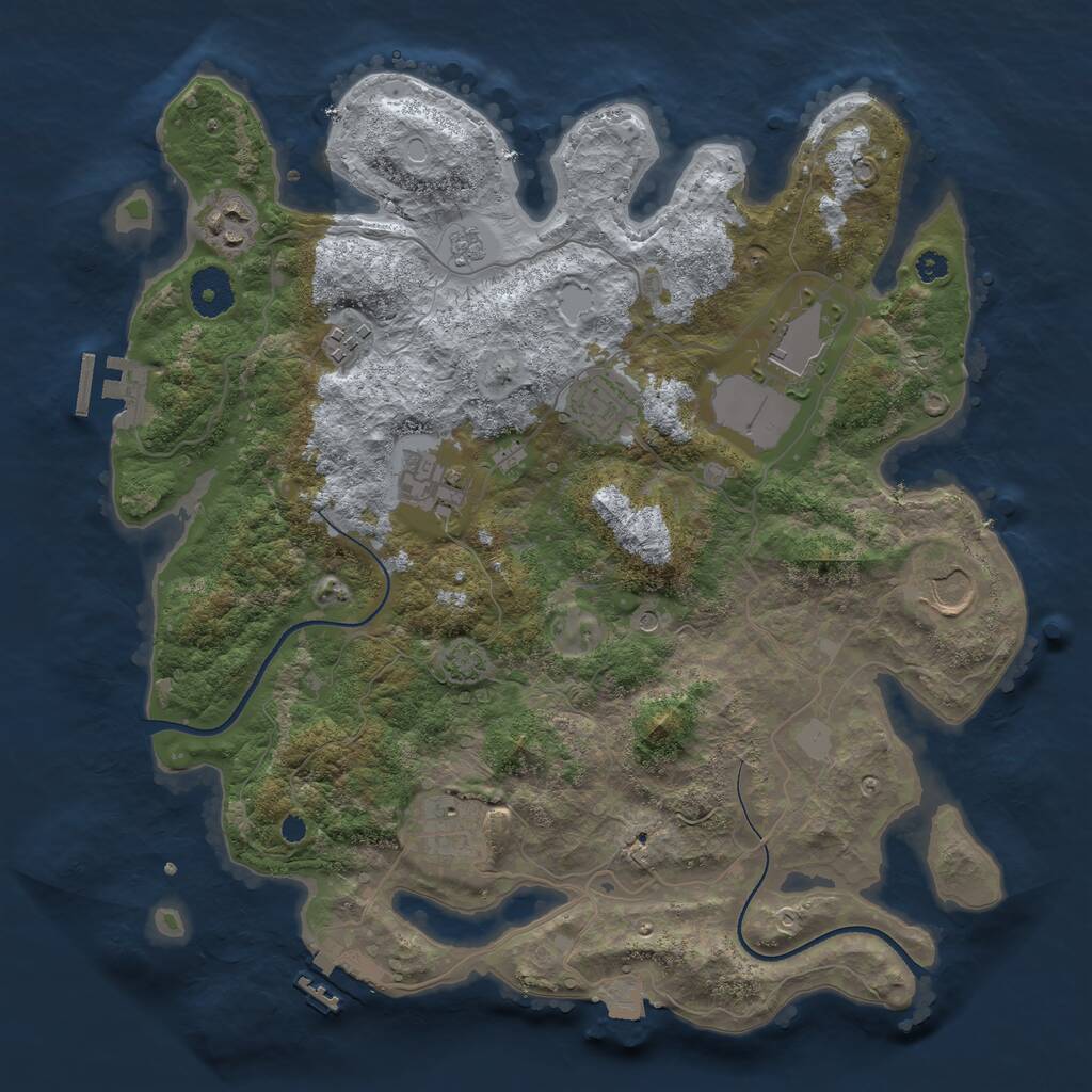 Rust Map: Procedural Map, Size: 3500, Seed: 414775294, 13 Monuments