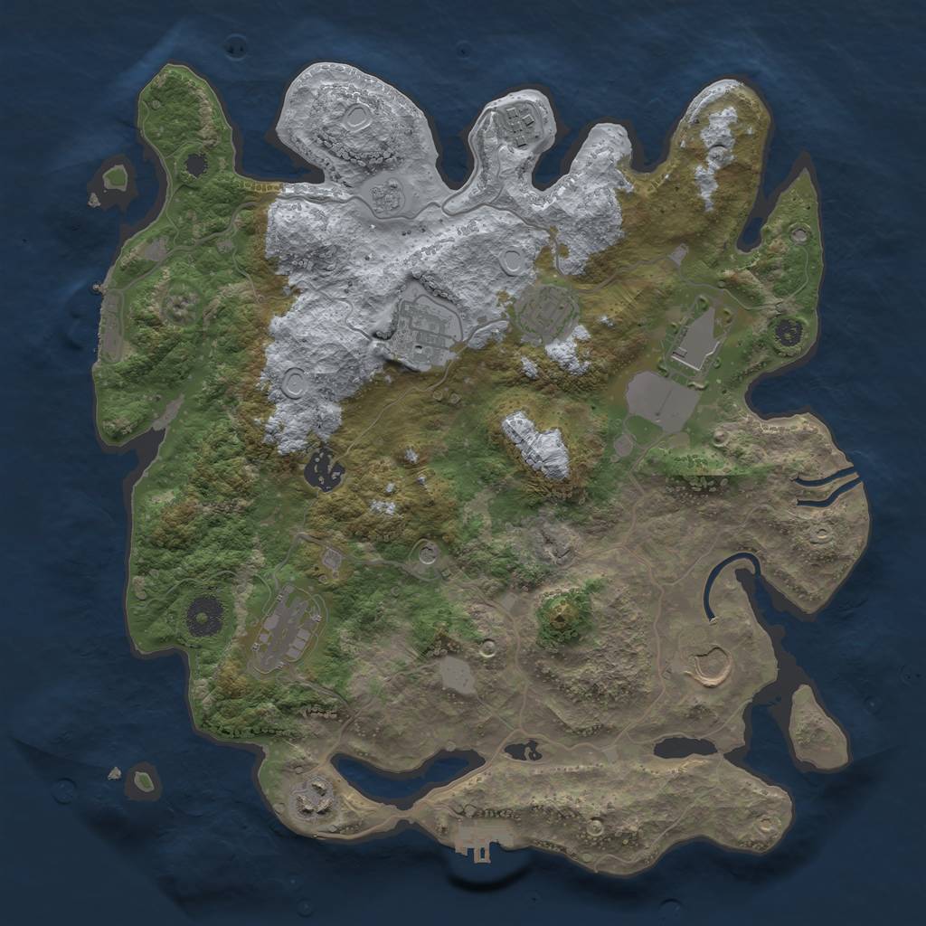 Rust Map: Procedural Map, Size: 3500, Seed: 414775294, 17 Monuments