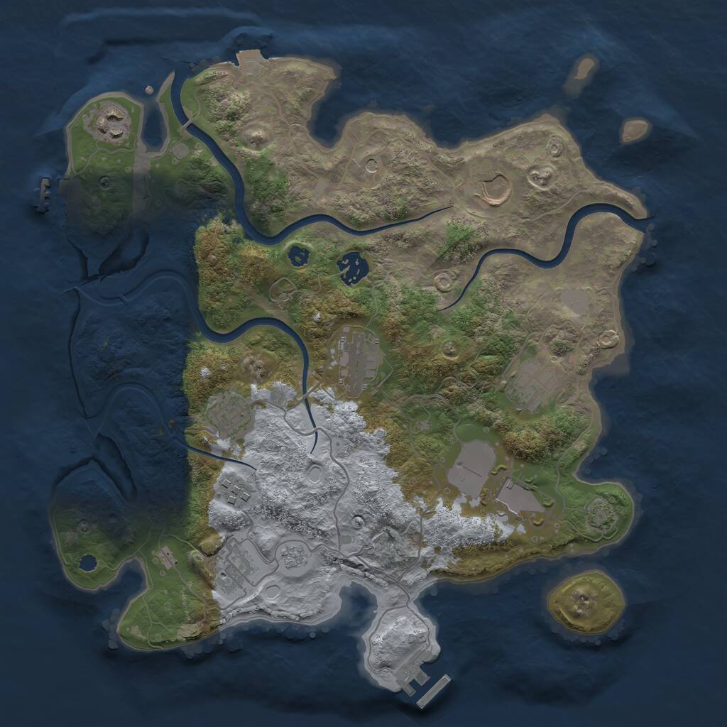 Rust Map: Procedural Map, Size: 3500, Seed: 74463681, 15 Monuments