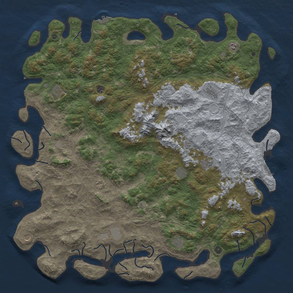 Rust Map: Procedural Map, Size: 6000, Seed: 1071993, 20 Monuments