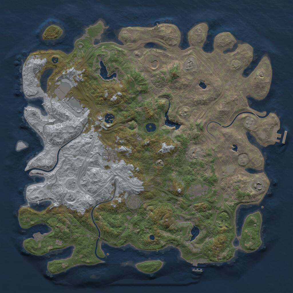 Rust Map: Procedural Map, Size: 4500, Seed: 1149730951, 14 Monuments