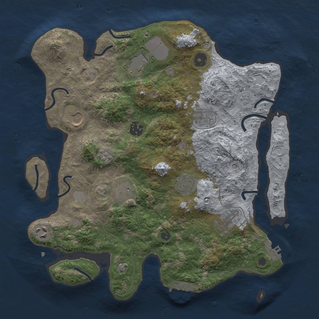 Rust Map: Procedural Map, Size: 3500, Seed: 89642, 18 Monuments
