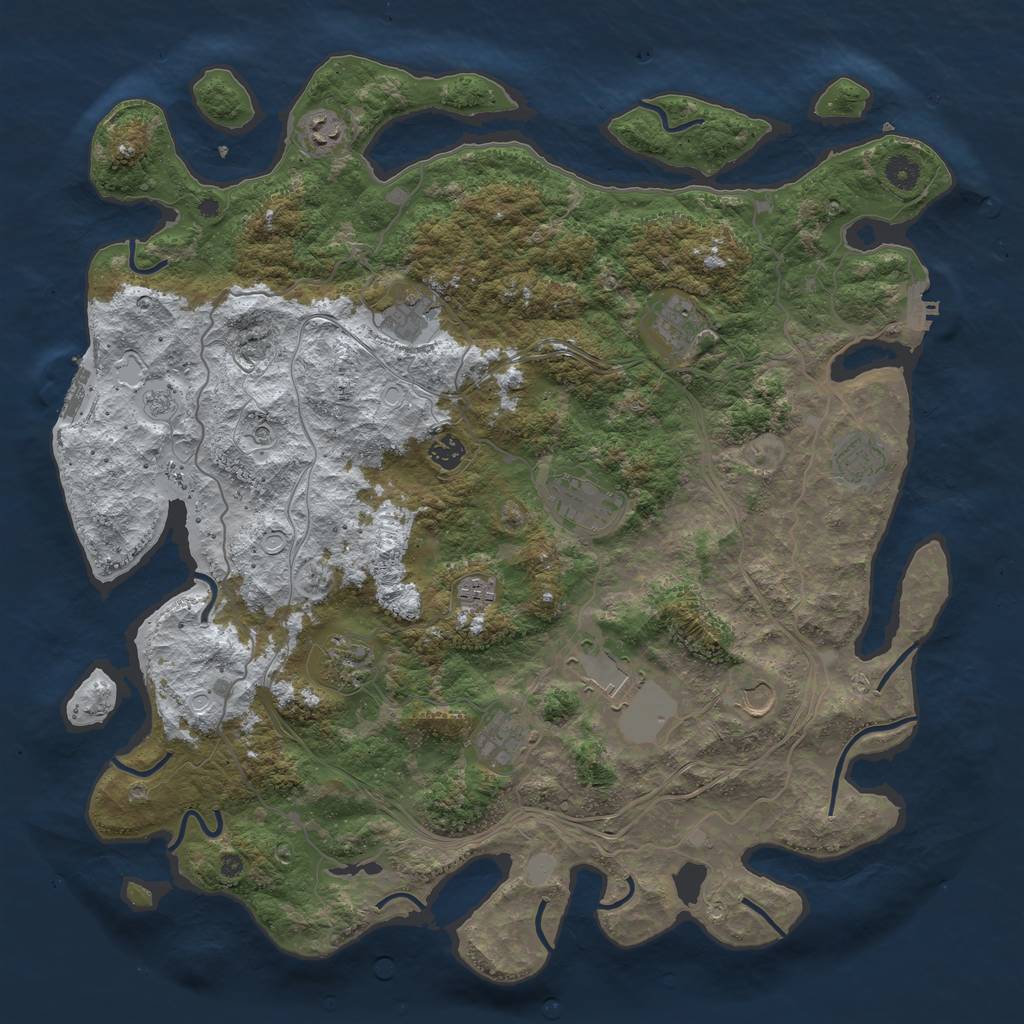 Rust Map: Procedural Map, Size: 4500, Seed: 654321, 20 Monuments