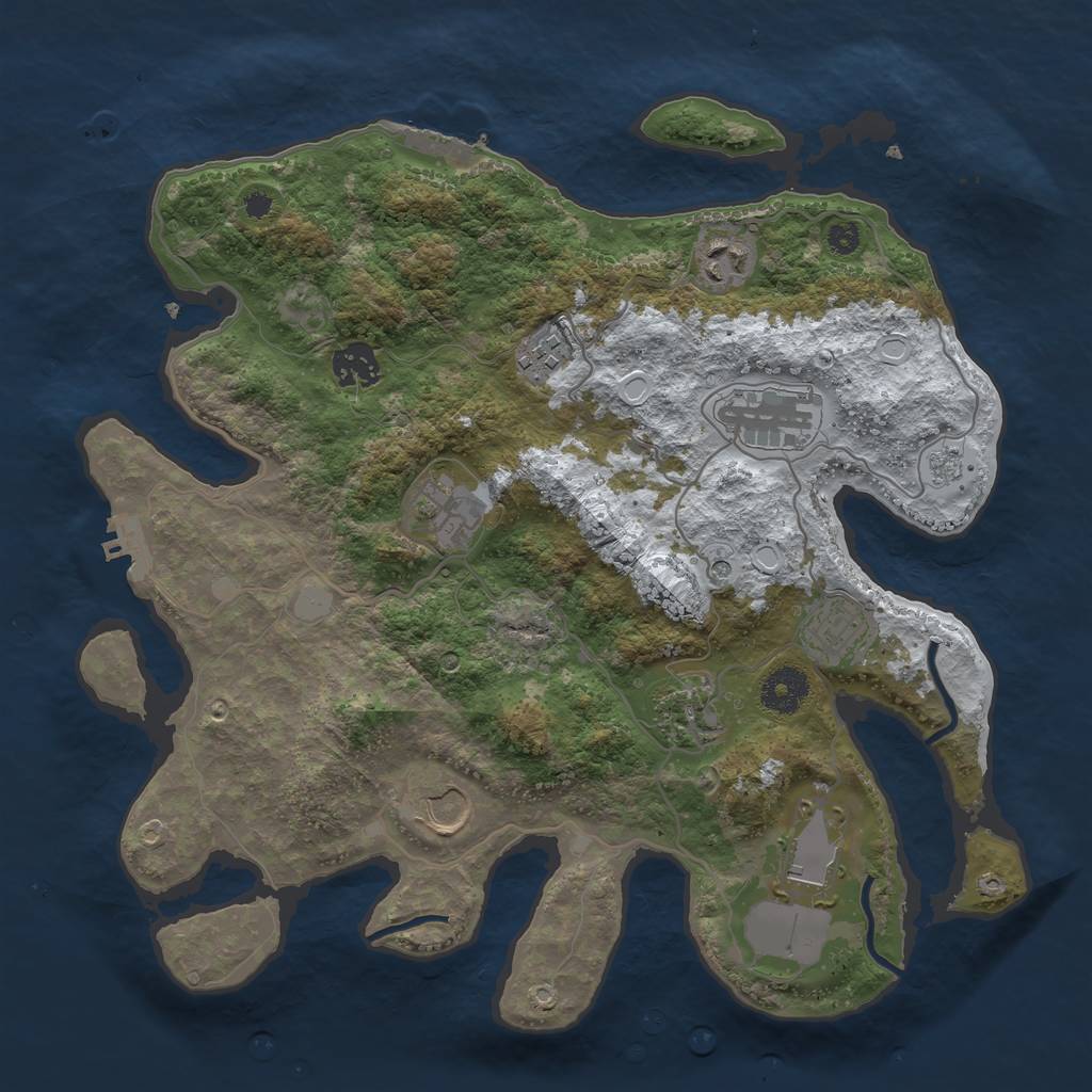 Rust Map: Procedural Map, Size: 3500, Seed: 5674543, 18 Monuments