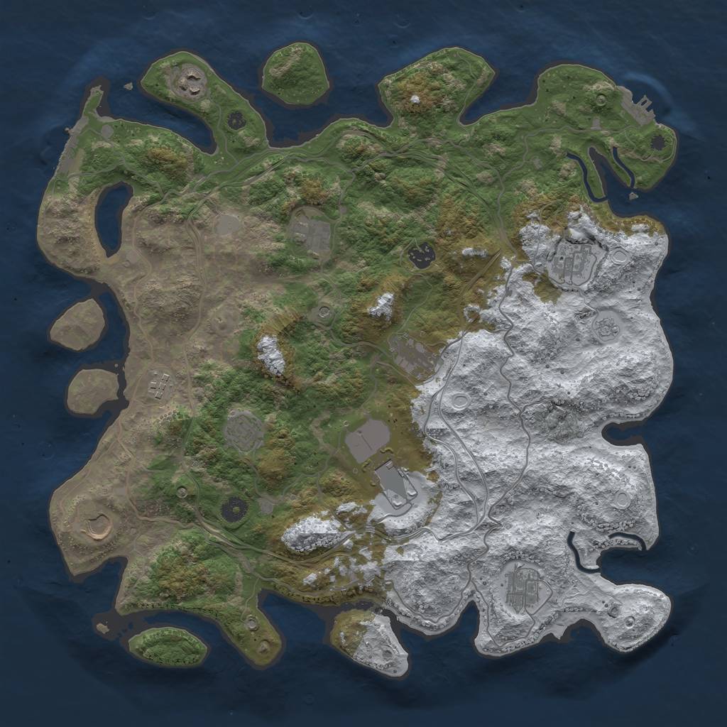 Rust Map: Procedural Map, Size: 4250, Seed: 70601740, 19 Monuments